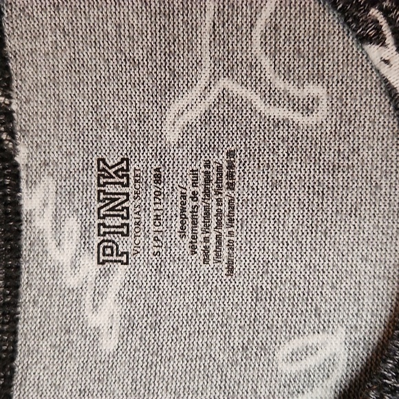 Victorias Secret Pink Womens Sleep Shirt GRL PWR Long Sleeve Cozy Black Small - Picture 4 of 16